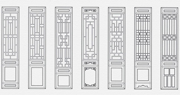 洛隆常用中式仿古花窗图案隔断设计图